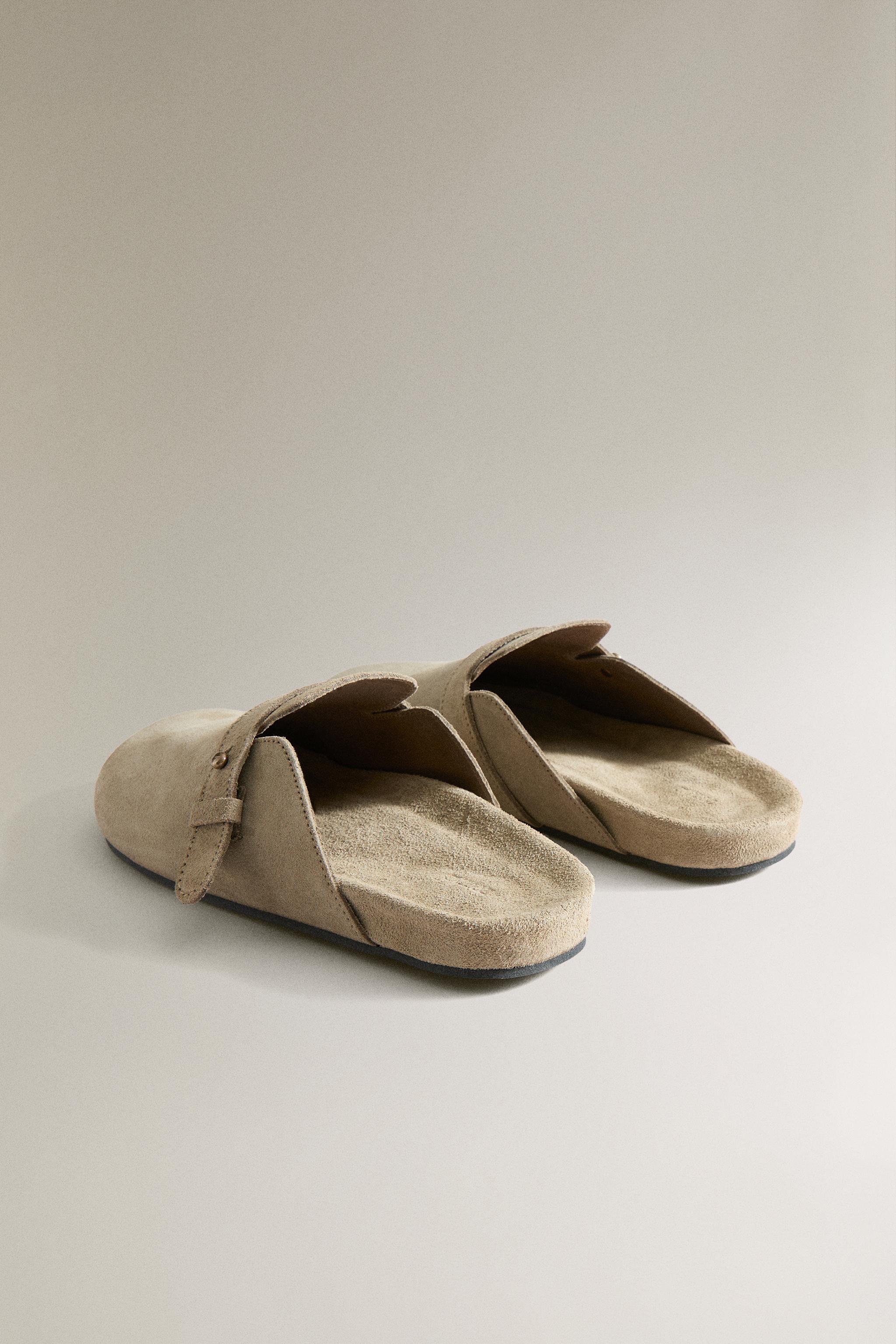 LEATHER MULE CLOG SLIPPERS WITH STUD DETAIL